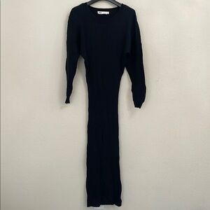 Zara Black Ribbed Maxi Knit Dress